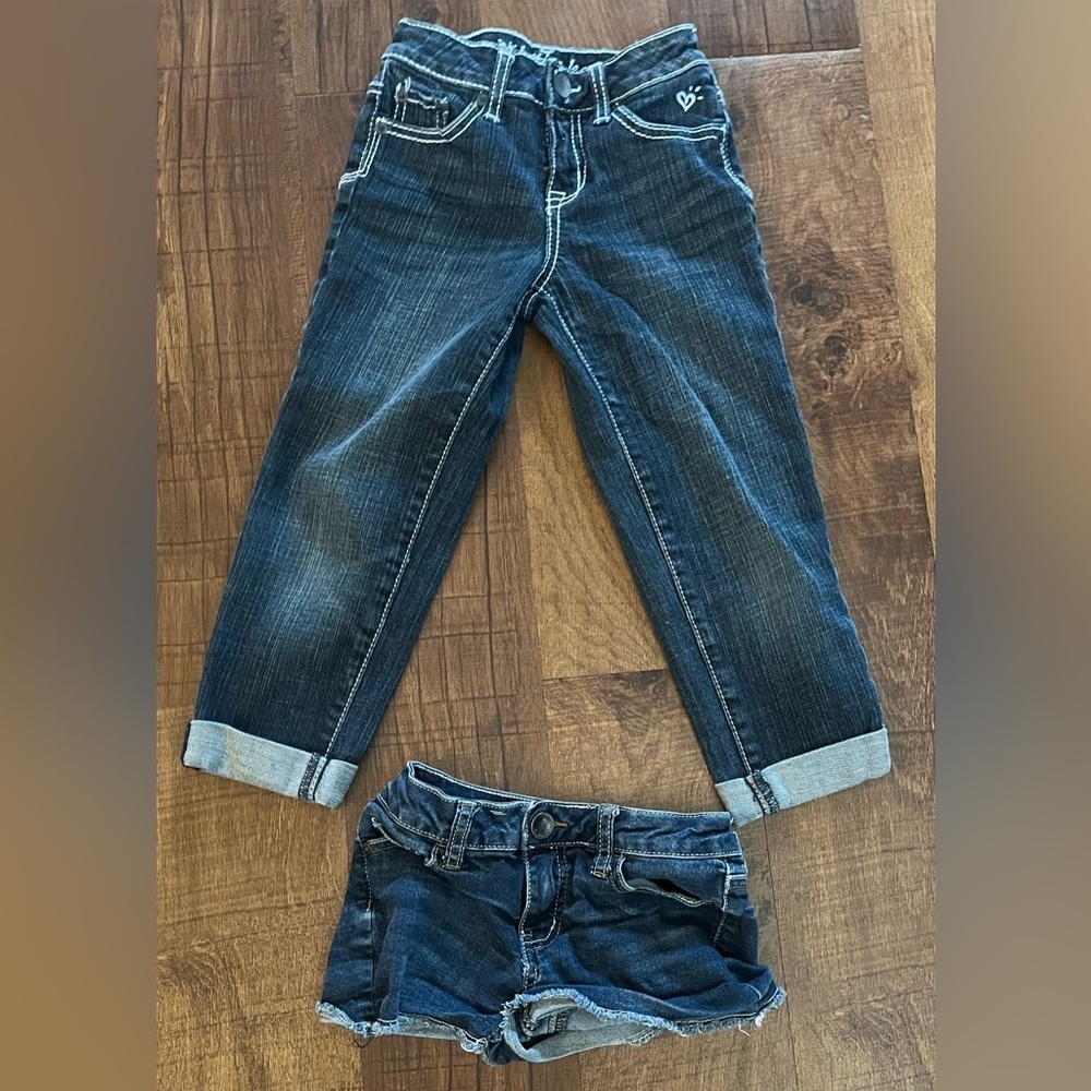 Justice girls cropped jeans & shorts 2 items Sz 8 slim
